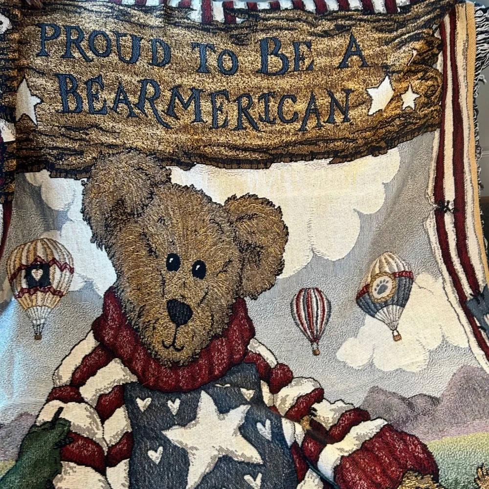 Boyds Bears & Friends Proud To Be A Bearmerican Woven Tapestry Throw Blanket